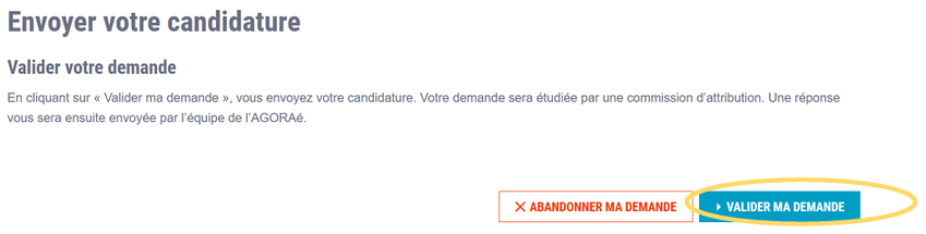 Exemple de capture : bouton Valider ma demande